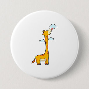 Giraffe with Clouds 3 Inch Round Button