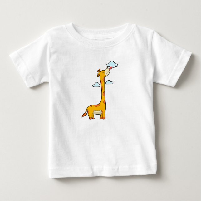 Giraffe with Clouds Baby T-Shirt (Front)