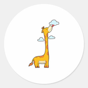 Giraffe with Clouds Classic Round Sticker