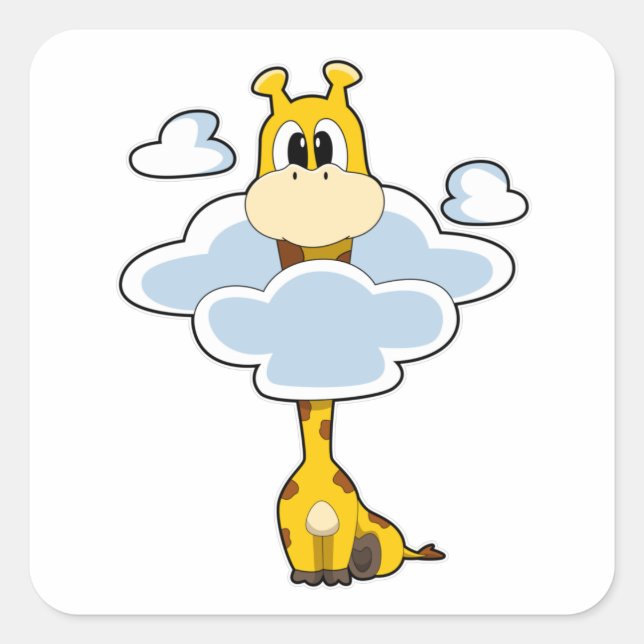 Giraffe with Clouds Square Sticker (Front)