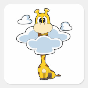 Giraffe with Clouds Square Sticker