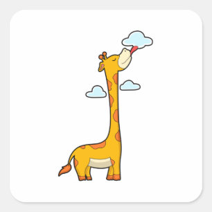 Giraffe with Clouds Square Sticker