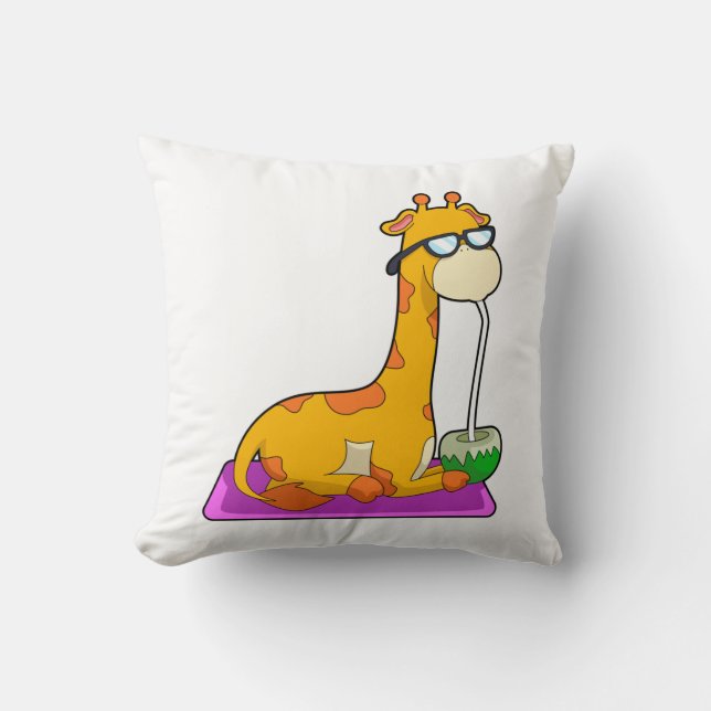 Giraffe with Coconut Throw Pillow (Front)