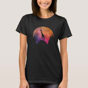Giraffe With Colourful Sky For Animal  Cute Giraff T-Shirt
