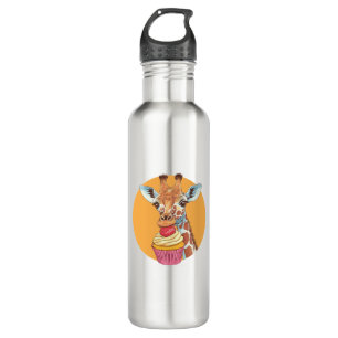 Giraffe With Cupcake 710 Ml Water Bottle