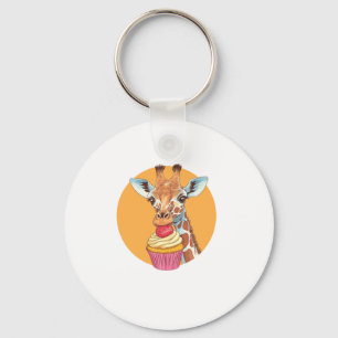 Giraffe With Cupcake   Keychain