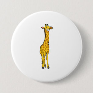 Giraffe with Daisy 3 Inch Round Button