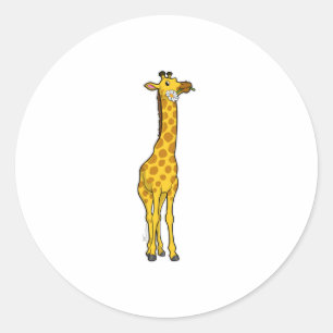Giraffe with Daisy Classic Round Sticker