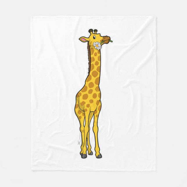 Giraffe with Daisy Fleece Blanket (Front)