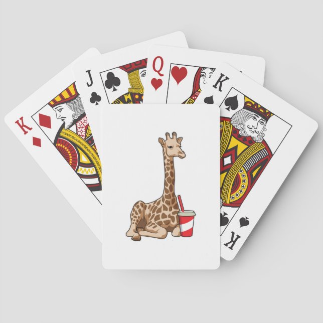 Giraffe with Drink Playing Cards (Back)