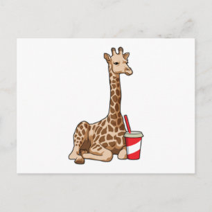 Giraffe with Drink Postcard