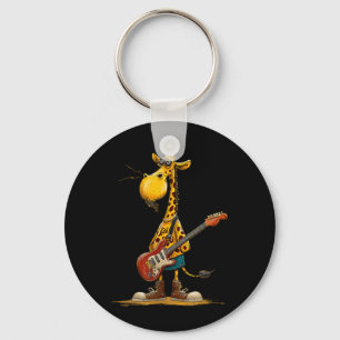 Giraffe with Electric Guitar for a Rocking Look Keychain