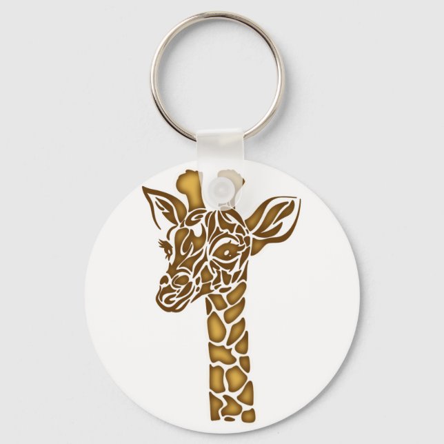 Giraffe with ethnic and tribal ornaments keychain (Front)