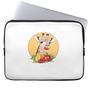 Giraffe with Fruit Illustration Fun Vibes Laptop Sleeve