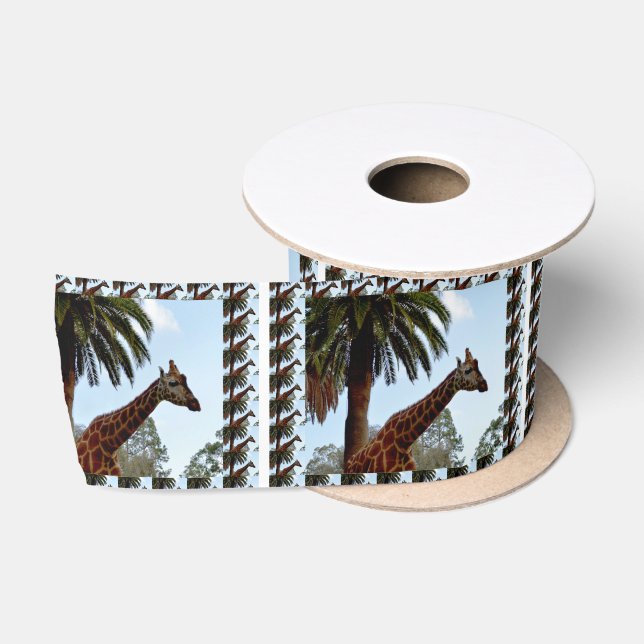 Giraffe With Giraffes Edging, Satin Ribbon (Spool)
