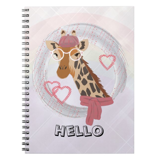 Giraffe with glasses and a red beret notebook (Front)