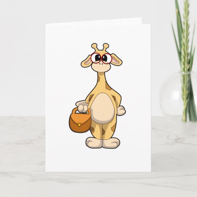 Giraffe with Glasses & Bag Card (Front)