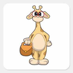 Giraffe with Glasses & Bag Square Sticker