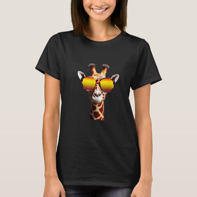 Giraffe with Glasses for Zoo Animal  Graphic T-Shirt (Front)