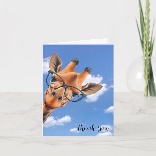 Giraffe With Glasses Thank You Card (Front)