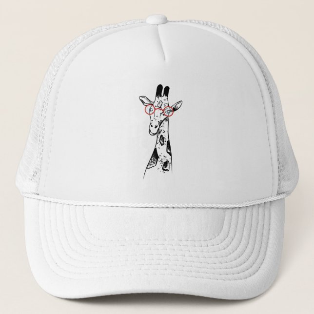 Giraffe With Glasses Trucker Hat (Front)