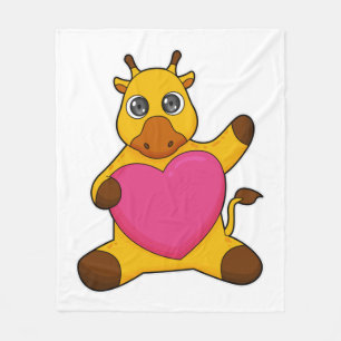 Giraffe with Heart Fleece Blanket