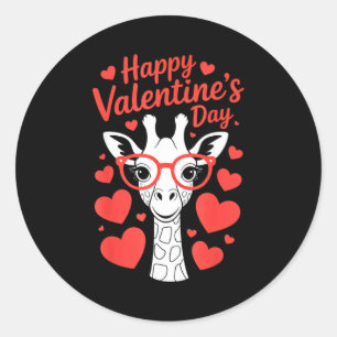Giraffe With Heart Gles Love Celebration Valentine Classic Round Sticker