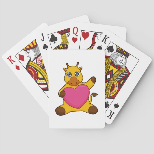 Giraffe with Heart Playing Cards (Back)
