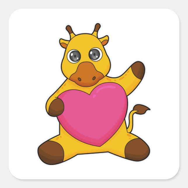 Giraffe with Heart Square Sticker (Front)