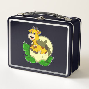 Giraffe with Leaf & Egg Metal Lunch Box
