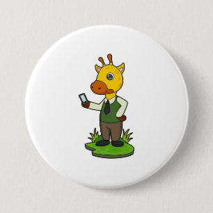 Giraffe with Mobile 3 Inch Round Button