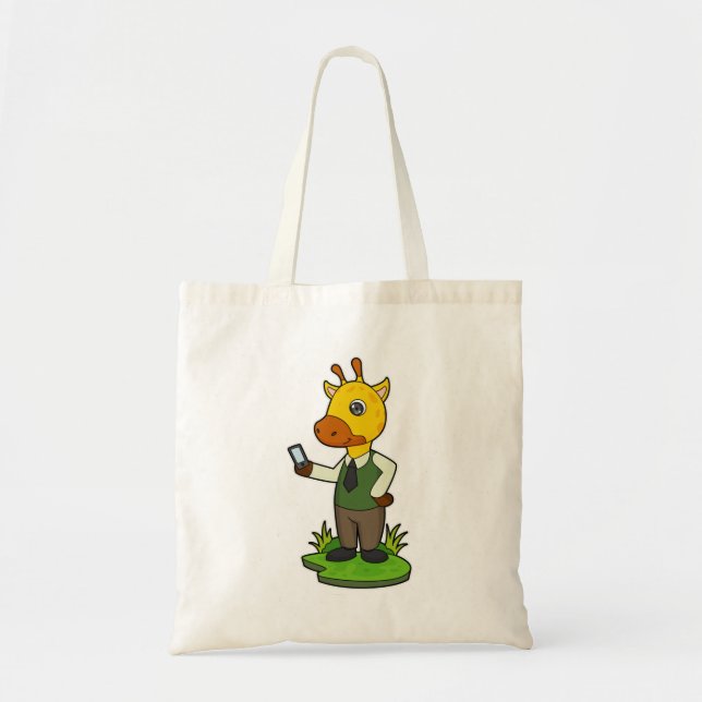 Giraffe with Mobile Tote Bag (Front)