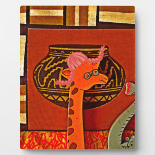 Giraffe with Muffin: A Cute African Design Plaque