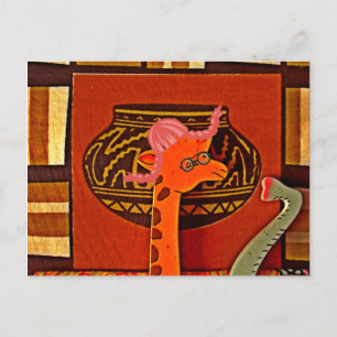 Giraffe with Muffin: A Cute African Design Postcard