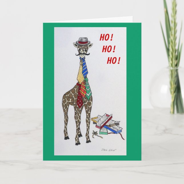 Giraffe with Neckties Holiday Card (Front)