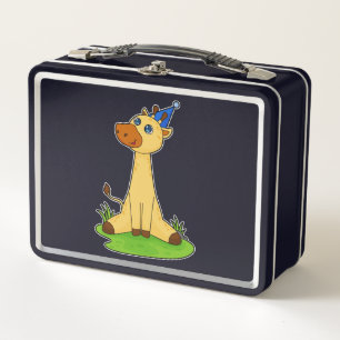 Giraffe with Party hat Metal Lunch Box
