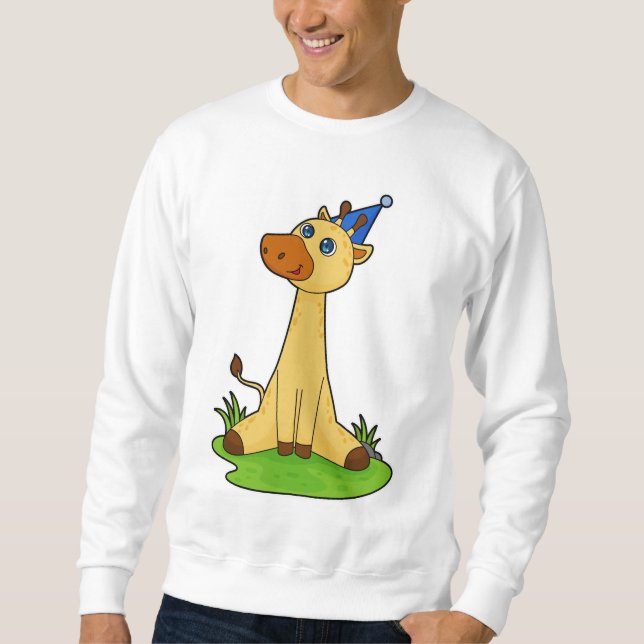 Giraffe with Party hat Sweatshirt (Front)