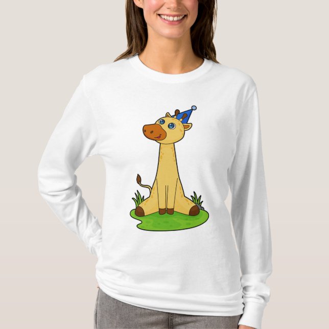 Giraffe with Party hat T-Shirt (Front)