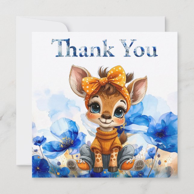 Giraffe with polka dot bow Thank you (Front)