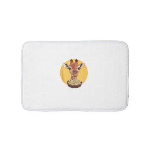 Giraffe With Popcorn Cartoon Animal Humour Bath Mat