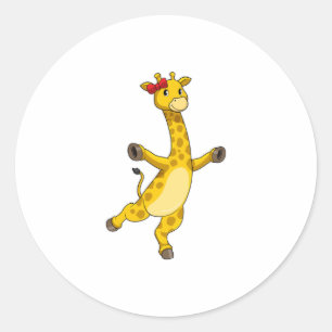 Giraffe with Ribbon Classic Round Sticker