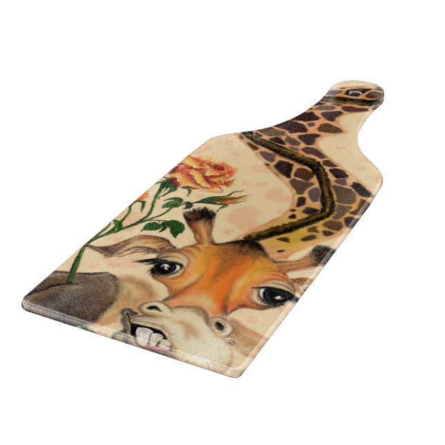 Giraffe with Rose Cutting Board - Fun (Corner)