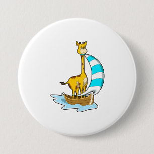 Giraffe with Sailing boat 3 Inch Round Button