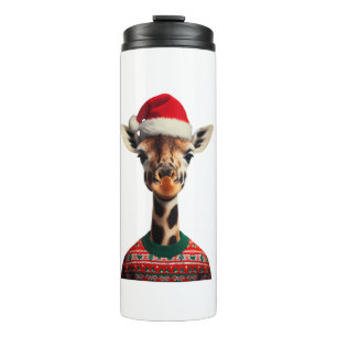 Giraffe With Santa Hat Christmas Safari Xmas Safar Thermal Tumbler