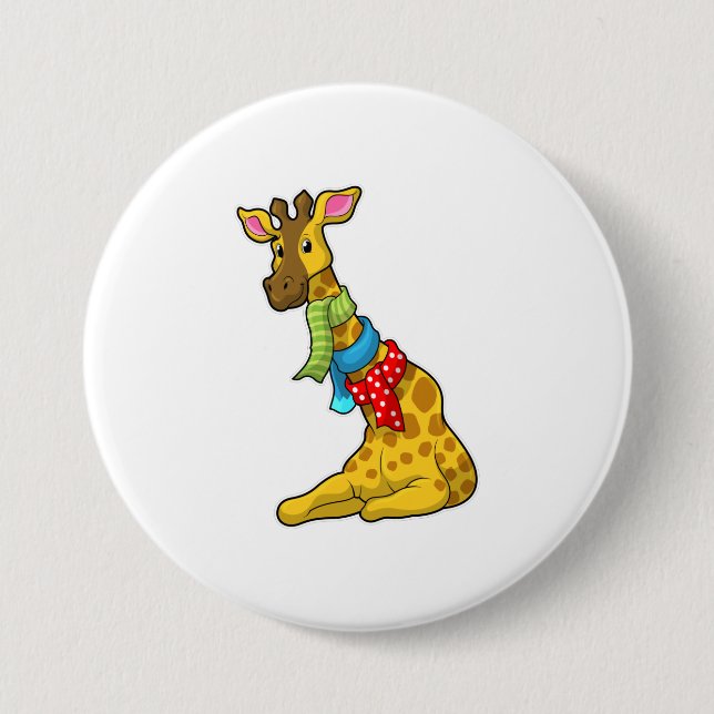 Giraffe with Scarf 3 Inch Round Button (Front)