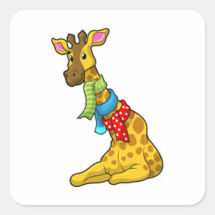 Giraffe with Scarf Square Sticker