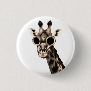 Giraffe With Steampunk Sunglasses Goggles 1 Inch Round Button