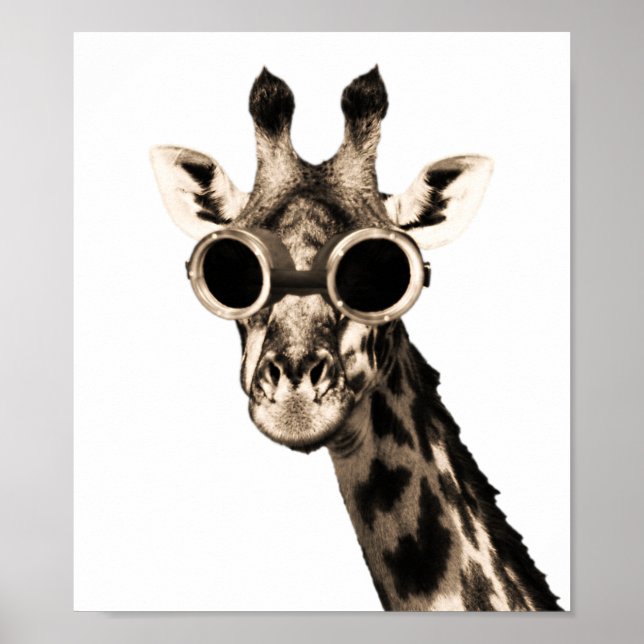 Giraffe With Steampunk Sunglasses Goggles Poster (Front)