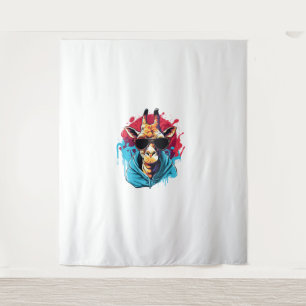 Giraffe With Sunglasses Bright Colours Tapestry