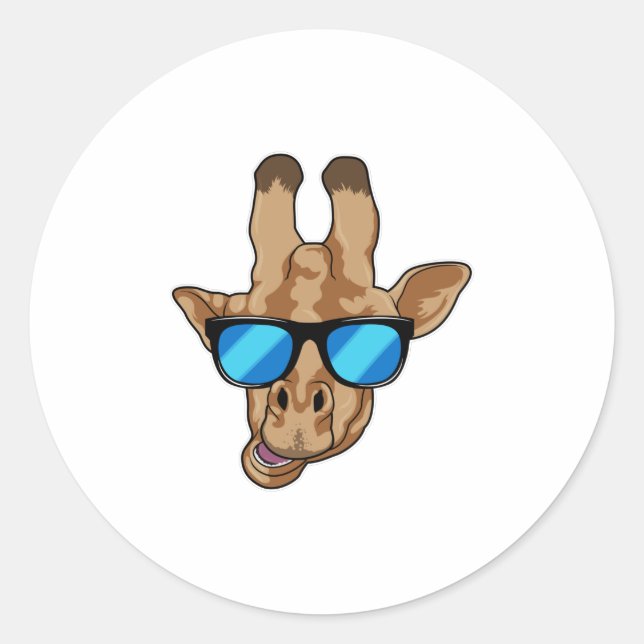 Giraffe with Sunglasses Classic Round Sticker (Front)